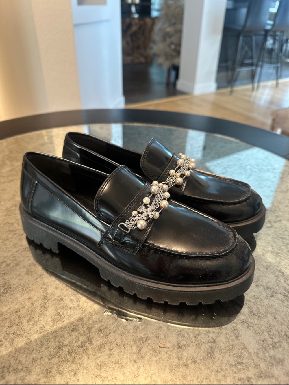 Tory Burch Black Embellished Classic Loafers